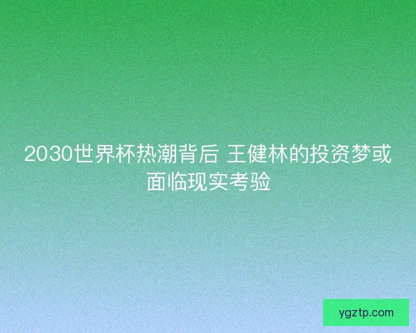 2030世界杯热潮背后 王健林的投资梦或面临现实考验 2030世界杯热潮背后 王健林的投资梦或面临现实考验